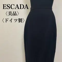 【美品】ESCADA ドイツ製 ウールタイトスカート 36 ブラック フォーマル