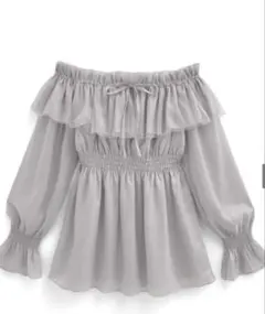 オフショルダー フリル グレー トップス