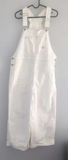 しまむら　ホワイト コットン オーバーオール　М
