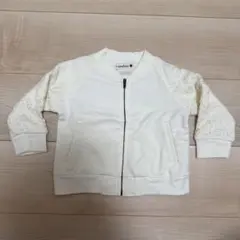 ブランシェス 袖レース ジップブルゾン 80cm アイボリー 女の子