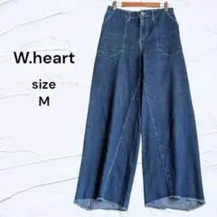 美品☆ W.heart デニム ワイドバギーパンツ M ウエストゴム カットオフのサムネイル