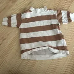 茶色と白のストライプ トレーナー 80