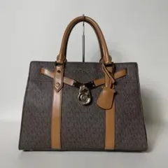 2508-390｜美品｜マイケルコース ハンドバッグ ブラウン ロゴ総柄