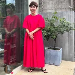 fog linen workフォグリネンワークスフリル袖切り替えワンピースのサムネイル