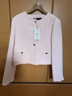 ZARA ピンク ノーカラージャケット M