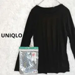 【ユニクロ】ヒートテック　クルーネックT 長袖　L ブラック　レディース