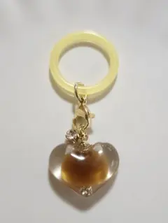 ハンドメイド レジン アンブレラマーカー ブラウン ハート 猫