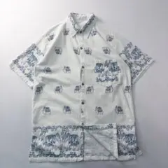 ビンテージ古着 異素材 立体 アジアン 民族 エスニック アニマル 総柄シャツ