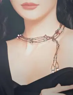 R【匿名配送料込】ローズクォーツとチェコビーズのラリエット