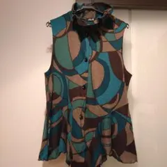 JIEJIE 幾何学模様 ノースリーブチュニック ミセス M~L 値下げ