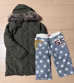 グローバルワーク　フード付きジャンパーXS　アウター　パンツ2点セット　まとめて