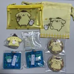ポムポムプリン グッズセット ポーチ キーホルダー 刺繍缶バッジ