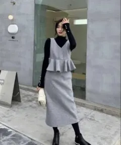 birthday bash ウールフリルワンピース　S