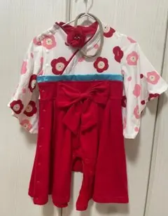 ベビー袴ロンパース　女の子　70センチ　赤色
