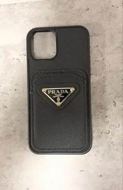 PRADA ブラックレザー調 iPhone12ケース