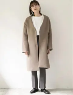 LOWRYSFARM ノーカラーロングコート
