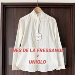 ユニクロ INES DE LA FRESSANGE コットンフリルシャツ　白　L