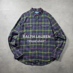 ラルフローレン タータンチェックシャツ ポケット付 ポニー無し XL 古着