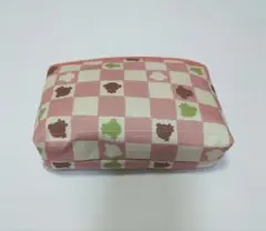 サザエさん　底はぎポーチ（市松） ピンク