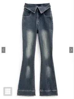 GRL ウエスト折り返しフリンジフレアデニム ks003