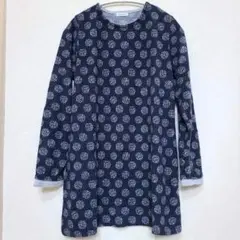 SELF+SERVICE　北欧風柄　チュニック　ネイビー