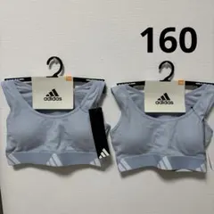 値下げ　新品adidasジュニアハーフトップ2枚セット160水色　値引き不可