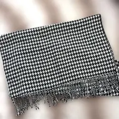 【美品】千鳥格子　大判マフラー　ストール60cm×204cm