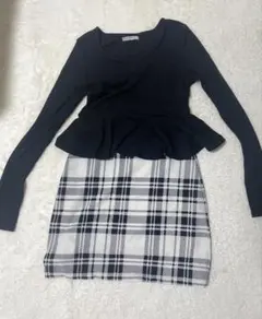 LIP SERVICE ペプラムトップス チェックミニスカート　ワンピース