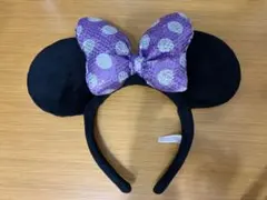 ディズニー ミニー カチューシャ スパンコール 紫　水玉 レア
