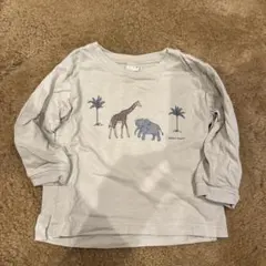 petit main 動物プリント 長袖Tシャツ 90