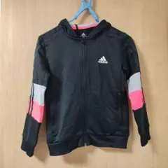 adidas フルジップフーディ 黒　130 ジップアップパーカー　ジャージ