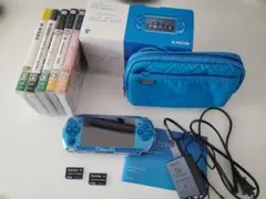 SONY PSP3000 ブルー バッテリーなし ケース・ソフト・MS付属