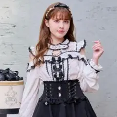 3つリボンフロントチョーカーブラウス リズリサ LIZLISA 3連リボン 黒白のサムネイル
