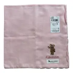 Aquascutum ハンカチ ピンク ベア刺繍　　綿100%のサムネイル