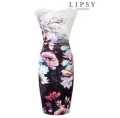 【美品】リプシー タイトドレス オフショル 2way 花柄 膝丈