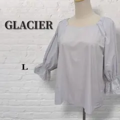 【GLACIER】スクエアネック　チュニックブラウス　手首ゴム　フリル　B19