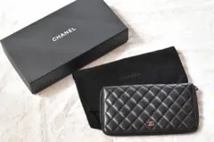 CHANEL ブラック レザー 長財布 クラッチバッグ保存袋付き