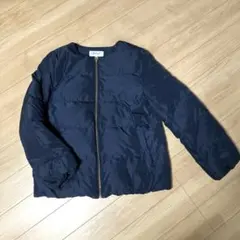 【Dessin】ネイビー ダウンジャケット サイズ2 ノーカラー ワールド