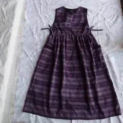 古布リメイク∶大島紬『脇紐サイドポケット付きジャンパースカート』