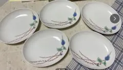 新品・未使用】有田焼 深川製磁 水引草 楕円小皿揃