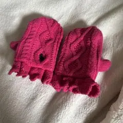 ラルフローレンピンク ケーブル編み 指なしグローブ　手袋