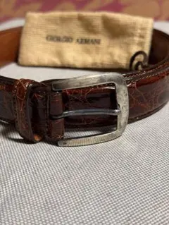 [美品] GIORGIO ARMANIクロコベルトスターリングシルバー製バックルのサムネイル