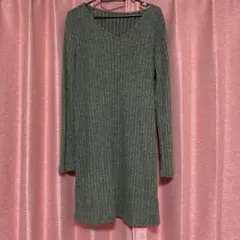 SHEIN オリーブ Vネック ニットワンピース M