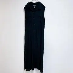 ホワイトハウスブラックマーケット ワンピース ノースリーブ シャツ 無地 黒