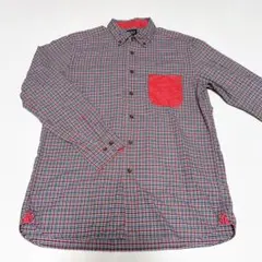 POLO チェック柄 ボタンダウンシャツ　赤　青　メンズ　Lサイズ