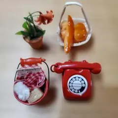 赤い電話他3点 ミニチュアセット