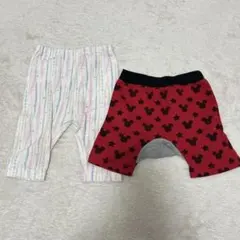 ミッキーマウス柄とストライプ柄のパンツ2枚セット 90cm
