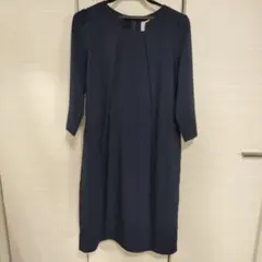 GIRL ネイビー 長袖 膝丈ワンピース　サイズLのサムネイル