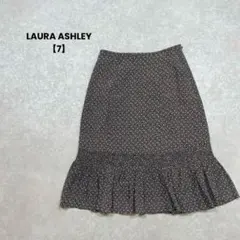 LAURA ASHLEY/小花柄シルクフレアスカート/大人可愛い/7/ブラック