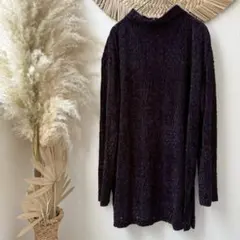 【ロイヤルパトゥ】ハイネックモール素材トップス・ベロア調◇大きいサイズ